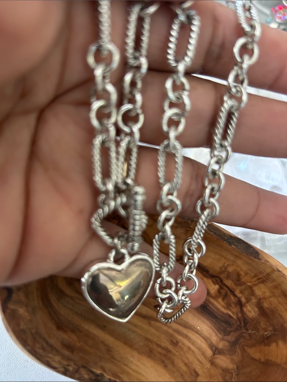 Sterling Silver Heart Toggle Necklace - Silver